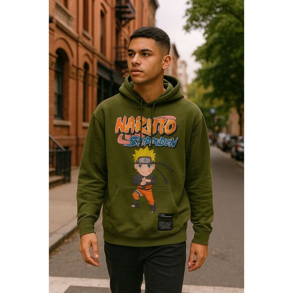 Reason Hoodie L Olive Green Naruto Shippuden Anime Cosplay Streetwear 2007 - Picture 1 of 6
